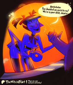 ambiguous_fluids anthro breasts duo faceless_character faceless_male female genitals glistening glistening_breasts handjob male male/female multi_eye penile penis sex skinny small_breasts smile smiling_at_viewer text vulva conditional_dnp witchtheghost undertale undertale_(series) muffet arachnid arthropod spider absurd_res english_text hi_res