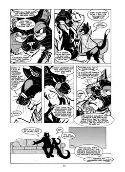 age_difference anthro athletic athletic_male bare_chest black_body black_fur black_tail cape cape_only cheek_tuft chest_exposed chest_fondling chest_fur chest_out chest_tuft claws clothed clothing countershade_neck countershading dialogue discussion dream duo elderly_female eyewear facial_tuft female feral fluffy fluffy_chest forepaw_on_chest fur furniture glasses groping_chest hand_on_chest hands_behind_head inner_ear_fluff jacket long_claws long_tail looking_at_another male male/female mostly_nude older_female on_sofa open_clothing open_jacket open_mouth open_topwear pince-nez presenting_chest raised_tail seductive sharp_teeth silhouette sitting sitting_on_sofa size_difference sofa speech_bubble tail talking_to_another teeth text topwear touching_chest tuft whiskers younger_male roz_gibson scott_ruggels jack_salem simone_(roz_gibson) calico_cat domestic_cat felid feline felis gulonine mammal marten mustelid musteline sable_(marten) 2002 artist_collaboration black_and_white comic english_text hi_res monochrome