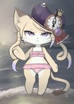 3_fingers 3_toes anthro barefoot big_head bikini biped black_nose black_whiskers brown_ear_tips brown_ears brown_tail brown_tail_tip closed_frown clothing dipstick_ears dipstick_tail ear_markings eyelashes feet female female_anthro fingers flat_chested frilly frilly_bikini frilly_clothing frilly_swimwear frown fur hat headgear headwear markings midriff mouth_closed multicolored_body multicolored_ears multicolored_fur navel pink_bikini pink_clothing pink_swimwear pointy_ears prick_ears pupils purple_clothing purple_eyes purple_hat purple_headwear slit_pupils solo standing swimwear tail tail_markings tan_body tan_ears tan_fur tan_inner_ear tan_tail toes two-piece_swimsuit two_tone_body two_tone_ears two_tone_fur two_tone_tail whiskers white_body white_fur wide_hips young young_anthro young_female daz1319 cat_busters chrona_(cat_busters) domestic_cat felid feline felis mammal absurd_res full-length_portrait hi_res portrait male_(lore)