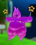 balls belly foreskin genitals holding_object male multicolored_body navel nipples not_furry overweight overweight_male penis pink_body purple_body solo space thick_thighs wand wide_hips yellow_eyes ruffonaut mario_bros nintendo super_mario_galaxy comet_tico_(super_mario_galaxy) humanoid luma 4:5 hi_res