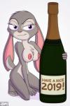 alcohol anthro beverage big_breasts biped breasts champagne cheek_tuft chest_tuft ears_down facial_tuft female fur holidays kneeling looking_at_viewer multicolored_body multicolored_fur nipples nude pivoted_ears simple_background solo tuft two_tone_body two_tone_fur white_background tsm-draws disney new_year zootopia judy_hopps lagomorph leporid mammal rabbit 2:3 hi_res