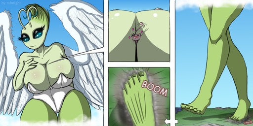ambiguous_gender anthro big_breasts blue_eyes breast_squish breasts crush duo feathered_wings feathers feet female female/ambiguous green_body landscape macro squish toes wings ndrnight nintendo pokemon celebi deity generation_1_pokemon generation_2_pokemon legendary_pokemon mew_(pokemon) pokemon_(species) 2026 2:1 absurd_res comic digital_media_(artwork) hi_res