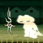 ambiguous_gender anthro building glowing house nude solo standing surrealism toony translucent translucent_body white_body plastiboo domestic_cat felid feline felis mammal 1:1 hi_res mixed_media