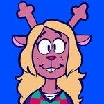 anthro clothed clothing female hair long_hair simple_background smile solo creator_ant deltarune undertale_(series) noelle_holiday deer mammal 1:1 hi_res