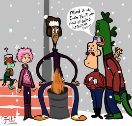 4_fingers anthro barefoot beard black_beard black_facial_hair black_text boots bottomwear brick_wall brown_facial_hair brown_mustache brown_scarf clothing denim denim_bottomwear denim_clothing dumpster_fire eyewear facial_hair fanny_pack feet female fingers food footwear grey_background group hair holding_onto_back jeans lips male mouth_closed mustache open_mouth pants pink_clothing pink_hair pink_lips pink_sweater pink_tongue pink_topwear purple_boots purple_clothing purple_footwear purple_sweater purple_topwear question_mark red_clothing red_sweater red_topwear scarf shoes short_hair simple_background size_difference snaggle_tooth snow snowing speech_bubble sunglasses sweater talking_to_another text tongue topwear wall_(structure) white_text fsartnshow cartoon_network class_of_3000 code_lyoko fraggle_rock uncle_grandpa aelita_schaeffer aelita_schaeffer_(code_lyoko) belly_bag_(uncle_grandpa) boober_fraggle mr._gus pizza_steve sunny_bridges uncle_grandpa_(character) animate_inanimate food_creature fraggle human living_clothing lizard mammal reptile scalie 2017 crossover digital_drawing_(artwork) digital_media_(artwork) english_description english_text signature