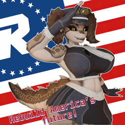 american_flag anthro authority_figure big_breasts big_horn big_tail black_nails bottomwear breasts brown_body brown_lips brown_scales clothing colored_nails female gesture gloves handwear hat headgear headwear horn lips nails officer poster propaganda pupils salute scales skirt slit_pupils smile solo spikes spots tail tan_body tan_scales text uniform united_states_of_america yellow_eyes badelynge3d reivene3d_(modeler) fallout microsoft deathclaw scalie 1:1 3d_(artwork) digital_media_(artwork) hi_res