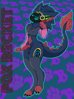 3_toes 4_fingers animal_genitalia anthro athletic balls blue_body blue_fur canine_genitalia claws clothing digitigrade embarrassed erection feet femboy fingers fur genitals knot knotted_penis legwear machine male paws penis red_body red_fur saggy_balls small_waist solo sweater tail tail_tuft tapering_tail thick_thighs thigh_highs toe_claws toes topwear tuft visor falcon_linx fox_becket canid canine mammal protogen 3:4 absurd_res hi_res