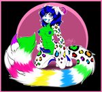 anthro blue_eyes blue_hair breasts coontail_hair erection fluffy fluffy_tail forked_tongue fur genitals green_body green_scales hair herm intersex long_tail looking_at_viewer markings multicolored_body multicolored_tail nipples nude penis pussy rainbow_spots rainbow_tail ridged_penis sackless scales simple_background solo sparklefur spots spotted_markings tail tongue touching_penis white_body white_fur firefly8083 mythology rave_partycat dragon felid hybrid jaguar mammal mythological_creature mythological_scalie pantherine scalie 2020 colorful_theme digital_media_(artwork)