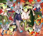 anthro apple apple_tree autumn blue_eyes blue_sclera clothing duo food fruit fruit_tree jacket leaf leaf_pile male male/male membrane_(anatomy) membranous_wings plant pumpkin scarf superneonbuck tail thick_tail topwear tree wings mythology paiku radruler canid canine dragon fennec_fox fox mammal mythological_creature mythological_scalie scalie true_fox hi_res