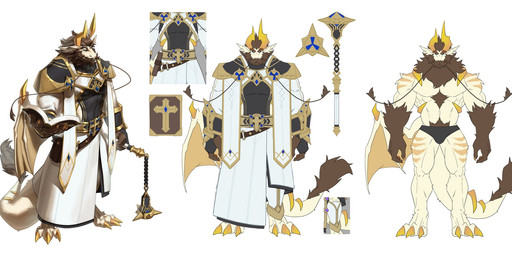 anthro barbel_(anatomy) beard blue_eyes bulge clothed clothing cross facial_hair flesh_whiskers holy_cross horn male mature_male mustache priest smile solo tail tail_tuft topless tuft underwear white_body fansl bible mythology dragon mythological_creature mythological_scalie scalie hi_res model_sheet