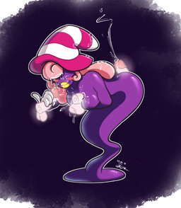 abstract_background balls blush bodily_fluids breast_play breasts clothing cum cum_in_hair cum_on_face cumshot disembodied_penis ejaculation erection female genital_fluids genitals gloves group hair hair_over_eyes handjob handwear hat headgear headwear hot_dogging humanoid_genitalia humanoid_penis legless lips male male/female not_furry orgasm outline penile penis pink_hair purple_body sex smile solo_focus titfuck white_clothing white_gloves white_handwear white_outline yellow_lips daclusia mario_bros nintendo paper_mario vivian_(mario) ghost humanoid shadow_siren spirit 2016 dated digital_media_(artwork) hi_res