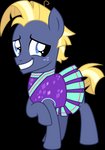 blonde_hair blue_eyes cheerleader cheerleader_outfit clothed clothing crossdressing feral freckles hair male smile solo peternators friendship_is_magic hasbro my_little_pony star_tracker_(mlp) equid equine horse mammal pony absurd_res alpha_channel hi_res