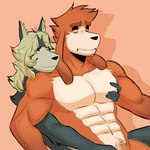 abs anthro athletic athletic_anthro biceps black_nose blonde_hair blush bodily_fluids body_hair brown_body brown_fur brown_hair duo ears_down eyebrows floppy_ears fur grey_body grey_fur grope groping_crotch groping_from_behind hair half-closed_eyes hand_on_chest happy_trail long_ears long_hair looking_at_another looking_down male male/male multicolored_body multicolored_fur muscular muscular_anthro muscular_male narrowed_eyes nervous nervous_sweat on_lap out_of_frame pecs pivoted_ears pubes raised_eyebrow seductive shadow simple_background sitting sitting_on_another sitting_on_lap suggestive suggestive_pose sweat sweatdrop tan_background thick_eyebrows white_body white_fur yellow_eyes wilsondoggo64 wilson_(wilsondoggo64) beagle canid canine canis domestic_dog hunting_dog mammal scent_hound 1:1 2023 character_request colored hi_res