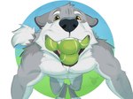 anthro ball bodily_fluids canid canine canis digitigrade domestic_dog drooling hi_res kraydy leaning leaning_forward looking_at_viewer male mammal muscular saliva smile solo tail tail_motion tailwag tennis_ball tennis_ball_in_mouth