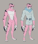 3_toes 4_fingers anthro biped blue_scarf bodysuit claws clothed clothing digitigrade feet fingers fully_clothed fur male markings nude pink_body pink_fur scarf simple_background skinsuit solo standing striped_markings stripes tight_clothing toes white_body white_fur lumen_fox ben_10 cartoon_network fan_character x-s_(lumen_fox) alien appoplexian felid mammal pantherine tiger absurd_res digital_media_(artwork) hi_res