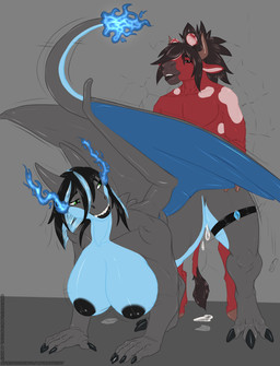 against_surface against_wall ambiguous_penetration anthro black_body black_claws black_hair black_lipstick black_nipples blue_body blue_hair bodily_fluids breaking_wall breasts charizardite_x claws cloven_hooves cum cum_leaking_out duo fangs female flaming_eyes fungus fur garter_straps genital_fluids green_eyes hair hooves horn lipstick makeup male male/female mega_stone nipple_piercing nipples penetration piercing red_body red_fur rough_sex sex teeth tongue tongue_out wings spiritwhitewolf microsoft minecraft mojang nintendo pokemon xbox_game_studios holly_(hexi_hamaski) regs_(theregularmexican) bovid bovine elemental_creature fungi_fauna generation_6_pokemon mammal mega_charizard mega_charizard_x mega_evolution mooshroom pokemon_(species) absurd_res hi_res