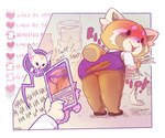 anthro bottomwear butt clothed clothing duo electronics female laugh open_mouth phone skirt smile surprise taking_picture torn_clothing cavitees aggretsuko sanrio fenneko retsuko ailurid canid canine fennec_fox fox mammal red_panda true_fox 2020