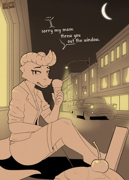 2_horns 5_fingers anthro apology barefoot belt bottomwear breasts building car cherry cleavage clothed clothed_anthro clothed_female clothing collarbone crescent_moon dessert dialogue eyebrows eyelashes feet female female_anthro fingers food fruit holding_food holding_ice_cream holding_ice_cream_cone holding_object horn humanoid_hands ice_cream ice_cream_cone jacket leather leather_clothing leather_jacket leather_topwear light logo looking_at_viewer moon night outside partial_speech_bubble plant rolled_up_sleeves scales shirt shorts sitting sky small_breasts snout solo star starry_sky street street_lamp tail talking_to_viewer tapering_tail teeth text tongue topwear town vehicle wafer_stick white_text posspowered beatty_amarosa_(posspowered) kobold scalie 2025 absurd_res artist_logo english_text hi_res lighting restricted_palette