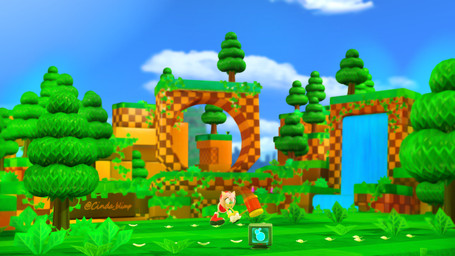 anthro big_hammer crt crt_monitor female field flower gameplay_mechanics looping_line plant ring_(jewelry) shrub solo swinging_weapon tree waterfall cindablimp sega sonic_the_hedgehog_(series) amy_rose eulipotyphlan hedgehog mammal 2025 3d_(artwork) digital_media_(artwork) hi_res signature