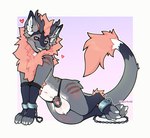 anthro balls chain chastity_cage chastity_device chastity_strap fur genitals horn male metal_chastity_cage simple_background solo vibestrike mythology dragon furred_dragon furred_scalie mythological_creature mythological_scalie scalie hi_res