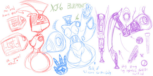 for_a_head machine not_furry robotics text wastedtimeee my_life_as_a_teenage_robot nickelodeon xj-6 android humanoid robot absurd_res english_text hi_res sketch
