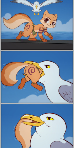 3_toes acorn anthro anthro_prey beak blush blush_stickers bottomwear brown_eyes butt clothed clothing cloud duo dying eating feathers feet female female_death feral feral_pred fluffy fluffy_tail food freckles fruit helpless imminent_death kick killing loincloth markings nature no_underwear nude nut_(fruit) oh_no oral_vore pier plant ryona sea semi-anthro smile soles spread_wings struggling swallowing tail toes tribal tribal_markings vore water wings e254e mochi_(e254e) avian bird gull lari larid mammal rodent sciurid tree_squirrel absurd_res hi_res