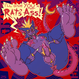 5_fingers 5_toes abstract_background anthro anus ball_tuft balls blonde_hair blue_body blue_fur bodily_fluids body_hair butt claws collar dialogue ear_piercing ear_ring erection eyebrows feet fingers foot_focus fur genital_fluids genitals gesture glans hair hand_gesture humanoid_feet humanoid_genitalia humanoid_penis jewelry legs_up looking_at_viewer lying male male_anthro mohawk multicolored_body nipples nude nude_male on_back open_mouth open_smile penis perineum piercing pink_anus pink_genitals pink_nipples pink_penis pink_tongue plantigrade precum presenting presenting_anus presenting_hindquarters pubes purple_balls purple_body purple_fur purple_genitals purple_penis red_eyes ring ring_(jewelry) ring_piercing saliva sharp_teeth simple_background smile soles solo speech_bubble spiked_collar spikes spread_legs spreading tail talking_to_viewer teeth text toe_claws toes tongue tongue_out tuft vein veiny_penis yellow_sclera naudiz_(artist) mammal murid murine rat rodent 1:1 2023 digital_media_(artwork) english_text