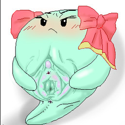 anus big_clitoris big_vulva blush clitoris female genitals green_body green_vulva not_furry ribbons solo spread_vulva spreading vulva unknown_artist mario_bros nintendo paper_mario lady_bow boo_(mario) ghost spirit undead low_res