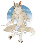 anthro asian_clothing athletic athletic_anthro athletic_male biped black_pawpads bulge claws clothed clothing digitigrade east_asian_clothing eyes_closed finger_claws fundoshi fundoshi_only fur japanese_clothing male mature_anthro mature_male nipples pawpads paws sitting solo tan_body tan_fur toe_claws topless underwear underwear_only dragondrawer animal_crossing nintendo dobie_(animal_crossing) canid canine canis mammal wolf 2022 digital_media_(artwork) hi_res