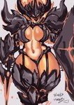 armor belly big_breasts breast_squish breasts cleavage clothed clothing demonic elemental_manipulation female fire fire_manipulation huge_thighs large_female lava love_handles monster_girl_(genre) navel orange_body paladin shield solo squish thick_thighs weapon waaka_horror nazahvazul demon demon_humanoid elemental_creature elemental_humanoid humanoid lava_creature mineral_fauna monster hi_res