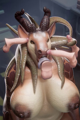anthro big_breasts breasts disembodied_penis ear_penetration fellatio female genitals group horn humanoid_genitalia humanoid_penis male male/female moan nasal_penetration nude nude_female oral penetration penile penis sex tentacle_sex tentaclejob tentacles tongue tongue_out temocstar ceraferis_(va) sivatha alien scalie 2:3 3d_(artwork) 3d_animation animated digital_media_(artwork) short_playtime sound video