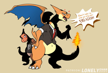 biped blush claws clothing countershade_torso countershading cross-popping_vein dialogue duo eyewear fangs feral finger_claws fire flaming_tail glasses heart_symbol looking_at_another male membrane_(anatomy) membranous_wings necktie orange_body profanity protective semi-anthro shirt simple_background speech_bubble tail tan_background teeth text toe_claws topwear white_claws wings lonelycharart nintendo pokemon torok_kuroi charmeleon generation_1_pokemon generation_6_pokemon mega_charizard mega_charizard_y mega_evolution pokemon_(species) 2021 alternate_version_at_source english_text hi_res father_(lore) father_and_child_(lore) father_and_son_(lore) parent_(lore) parent_and_child_(lore) parent_and_son_(lore) son_(lore)