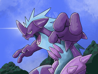 1_horn 2019 3_fingers ambiguous_gender angry anthro biped black_eyes blue_body blue_countershading blue_mane blue_scales cloud countershade_face countershade_torso countershading digital_media_(artwork) digital_painting_(artwork) fangs featureless_crotch fingers foreshortening forest frown horn leaning leaning_forward light lighting looking_at_viewer mane manurocker95 multicolored_body multicolored_scales nintendo nude open_frown open_mouth outside pokémon pokémon_(species) purple_body purple_horn purple_scales purple_tongue reptile roaring scales scalie shadow side_view sky slit_pupils solo spikes standing tongue toxtricity toxtricity_(low_key_form) tree two_tone_body two_tone_scales video_games yellingRating: SafeScore: 1User: ImpidiDinkaDooDate: November 06, 2019