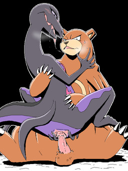 animal_genitalia animal_penis anthro balls black_background blush bodily_fluids claws cloaca cloacal cloacal_penetration drooling duo female female_penetrated genitals looking_at_viewer male male/female male_penetrating male_penetrating_female narrowed_eyes penetration penis saliva saliva_string seductive sex simple_background spread_vulva spreading sweat tongue tongue_out ursine_penis vulva yamatokuroko965 nintendo pokemon generation_2_pokemon generation_7_pokemon pokemon_(species) salazzle ursaring 3:4 aliasing digital_media_(artwork)