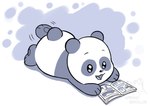 3_fingers 3_toes anthro feet fingers lying lying_on_ground male on_front on_ground otaku reading solo toes young young_anthro adriano_berjillos cartoon_network we_baby_bears we_bare_bears panda_(we_bare_bears) bear giant_panda mammal ursidae comic