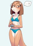 anthro blue_bra blue_clothing blue_panties blue_underwear blush bodily_fluids bra breasts brown_hair cleavage clothed clothing eyewear female fur glasses hair midriff panties question_mark skinny_female slim small_breasts solo standing sweat sweatdrop tan_body tan_fur thigh_gap underwear underwear_only unousaya illumination_entertainment sing_(movie) suki_lane canid canine canis domestic_dog hunting_dog mammal saluki sighthound 2024 hi_res