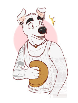 anthro black_nose clothing ear_piercing flat_cap hat headgear headwear jewelry male necklace piercing shirt simple_background solo tank_top tattoo topwear eclipticafusion animal_crossing nintendo k.k._slider canid canine canis domestic_dog mammal 2015 3:4