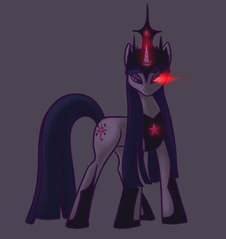 corruption crown cutie_mark eye_mist female feral fur glowing glowing_eyes hair headgear horn multicolored_hair purple_body purple_fur purple_hair simple_background solo tail two_tone_hair scherzo friendship_is_magic hasbro my_little_pony mythology twilight_sparkle_(mlp) equid equine mammal mythological_creature mythological_equine unicorn 2011