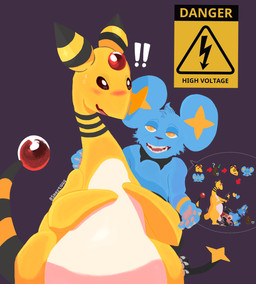 alcohol anal anal_penetration anthro balls beverage big_balls big_penis black_body blue_body blush bodily_fluids claws cum cum_in_ass cum_inside danger drunk drunk_sex duo eyaculation feral flirting fur genital_fluids genitals hazard_symbol high_voltage_symbol huge_balls huge_penis looking_at_another male male/male narrowed_eyes nervous nervous_smile open_mouth open_smile paws penetration penis saliva sered simple_background smile sphere substance_intoxication sweat symbol tail teeth_showing white_body yellow_body smert444 nintendo pokemon ampharos felid feline generation_2_pokemon generation_4_pokemon mammal pokemon_(species) shinx hi_res