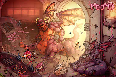 anthro belly big_belly big_breasts big_butt breasts butt cake dessert detailed_background eating expansion expansion_sequence female food huge_belly huge_butt hyper hyper_belly hyper_butt immobile male morbidly_obese morbidly_obese_female obese obese_female overweight overweight_female text thick_thighs weight_gain wide_hips moomis mythology dragon food_creature monster mythological_creature mythological_scalie scalie taur 3:2 artist_name digital_media_(artwork) hi_res multiple_scenes sequence