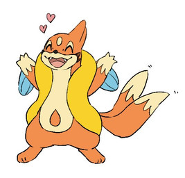 2_tails ambiguous_gender anthro arm_fin dipstick_tail eyes_closed fin happy heart_symbol markings multi_tail multicolored_body open_mouth orange_body orange_tail simple_background solo tail tail_markings tan_body tan_tail_tip teeth white_background yakiniku628 nintendo pokemon floatzel generation_4_pokemon pokemon_(species)