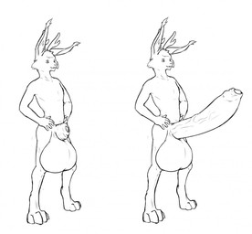 anthro antlers balls big_balls big_penis foreskin genitals glans horn huge_balls huge_penis humanoid_genitalia humanoid_penis hyper hyper_balls hyper_genitalia hyper_penis male nude penis simple_background solo white_background saphiros jackalope lagomorph mammal 2014 monochrome
