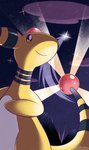 ambiguous_gender cloud night sky smile solo star starry_sky tail tail_orb yellow_body volmise nintendo pokemon ampharos generation_2_pokemon pokemon_(species) 2019 signature