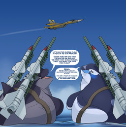 aircraft airplane blue_body blue_tongue female feral fighter_plane fin flying group jet machine male missle sea threatening_with_weapon tongue trio vehicle water weapon worried yellow_fin dolphinproject aquatic cetacean dire_aircraft dire_machine dire_vehicle dolphin living_aircraft living_machine living_vehicle mammal oceanic_dolphin orca toothed_whale 2026 hi_res