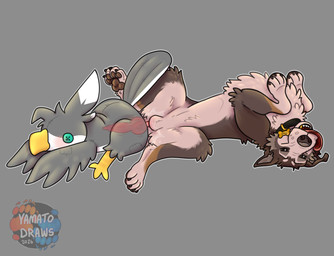 animal_genitalia animal_penis animal_plushie blissful bodily_fluids button_(fastener) button_eyes canine_genitalia canine_penis exhausted feral fur genital_fluids genitals gold_(metal) gold_tooth knotting lying male male_penetrating name_tag on_back pawpads paws penetration penis penis_in_plushie plushie relaxing simple_background solo stitch_(sewing) tail tongue tongue_hanging_out tongue_out wings yamatopawa dyna_(dynablade_savior) rog_(rogulus) avian canid canine canis mammal wolf digital_media_(artwork) hi_res