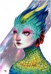 2015 animal_humanoid avian avian_humanoid blue_body blue_feathers bust_portrait eyelashes fairy feathers female green_body green_feathers hi_res humanoid ink-yami long_eyelashes multicolored_body multicolored_feathers portrait purple_eyes red_body red_feathers rise_of_the_guardians signature simple_background solo star tooth_fairy toothiana traditional_media_(artwork) yellow_body yellow_feathers