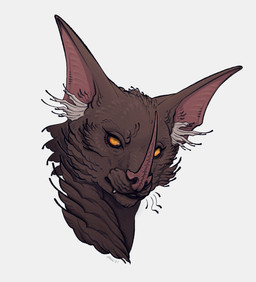anthro bat_ears bat_nose fangs female looking_at_viewer neck_tuft solo teeth tuft yellow_eyes tertia_decima elena_(validheretic) bat leaf-nosed_bat mammal microbat vampire_bat yangochiropteran bust_portrait hi_res portrait