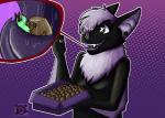 anthro breasts candy chocolate dessert duo female female/female female_pred female_prey food green_hair hair membrane_(anatomy) membranous_wings micro purple_hair tongue vore winged_arms wings marrieskunk bat canid canine fennec_fox fox mammal true_fox hi_res