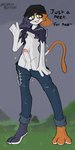 anthro areola bottomwear clothed clothing clothing_lift crossgender dialogue ftm_crossgender genitals headgear headwear hoodie male pants pasties penis presenting smile solo tail teasing teasing_viewer topwear sarcobutter epic_games fortnite meow_skulls domestic_cat felid feline felis mammal 1:2 hi_res