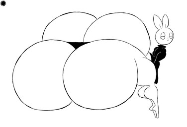 anthro bedroom_eyes big_butt bottom_heavy bubble_butt butt clothing curvy_figure eyelashes femboy fur huge_butt hyper hyper_butt logo long_sleeves looking_at_viewer looking_back looking_back_at_viewer male narrowed_eyes presenting presenting_hindquarters rear_view seductive solo sweater text thick_thighs thong topwear turtleneck underwear white_body white_fur wide_hips thatdawgmurray brandon_the_blank_bunny lagomorph leporid mammal rabbit aliasing artist_logo artist_name black_and_white digital_media_(artwork) hi_res monochrome signature